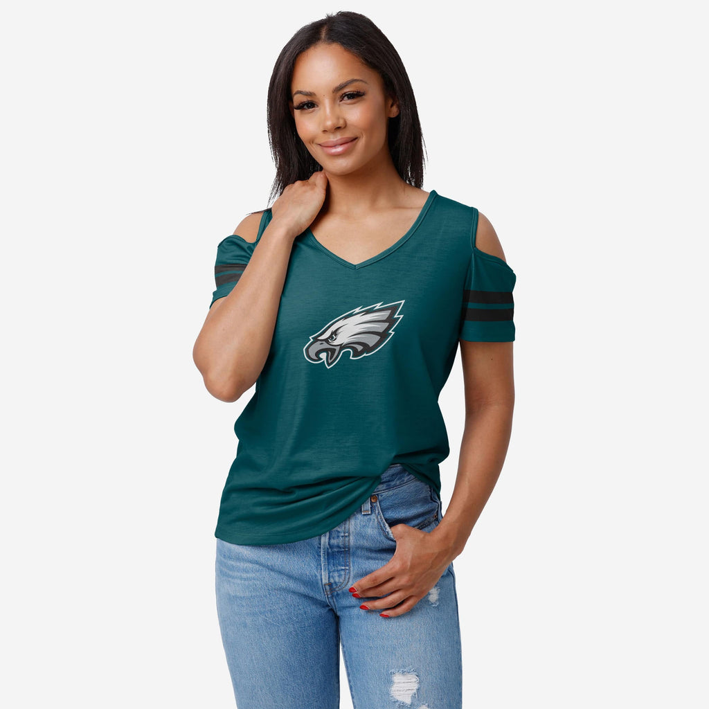 Philadelphia Eagles Womens Cold Shoulder T-Shirt FOCO S - FOCO.com