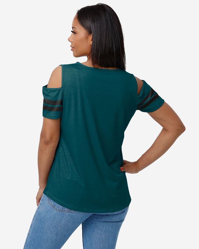 Philadelphia Eagles Womens Cold Shoulder T-Shirt FOCO - FOCO.com