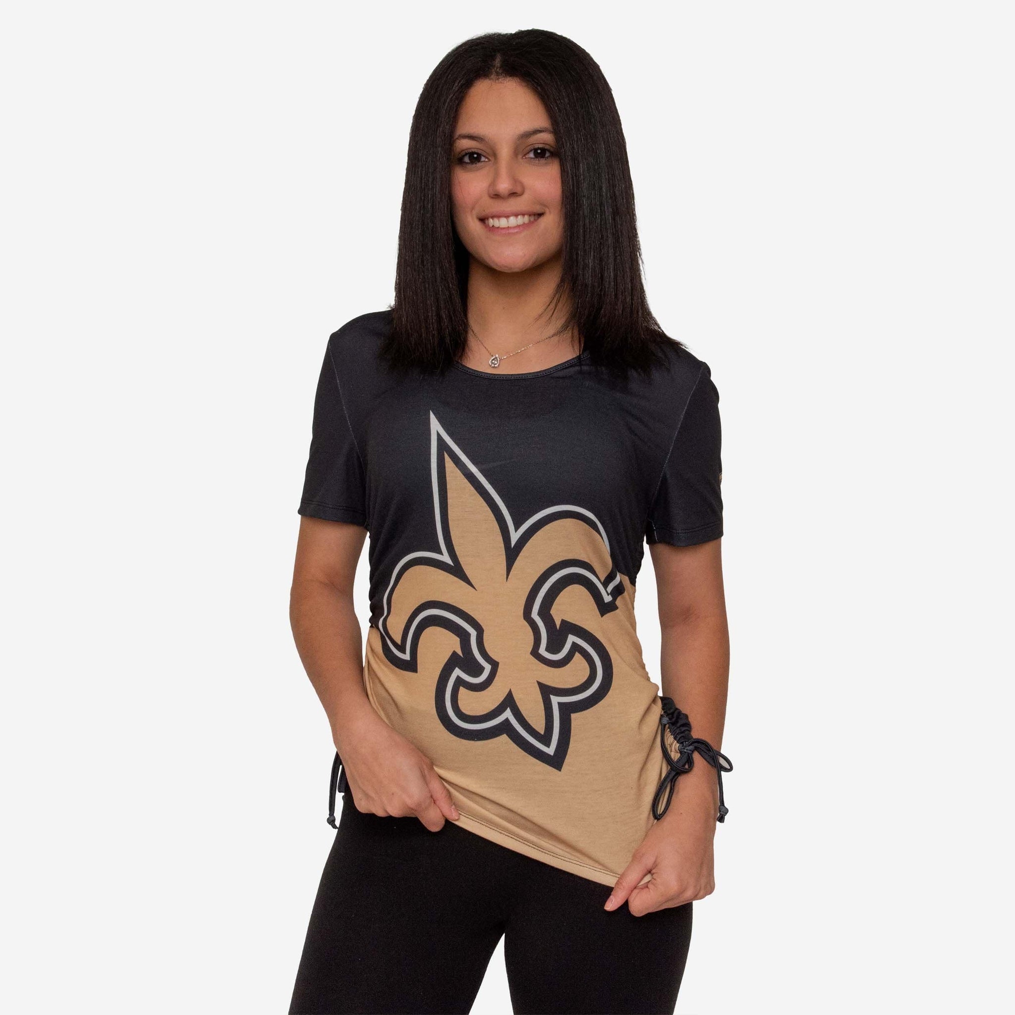 New Orleans Saints Womens Ruched Replay Short Sleeve Top FOCO