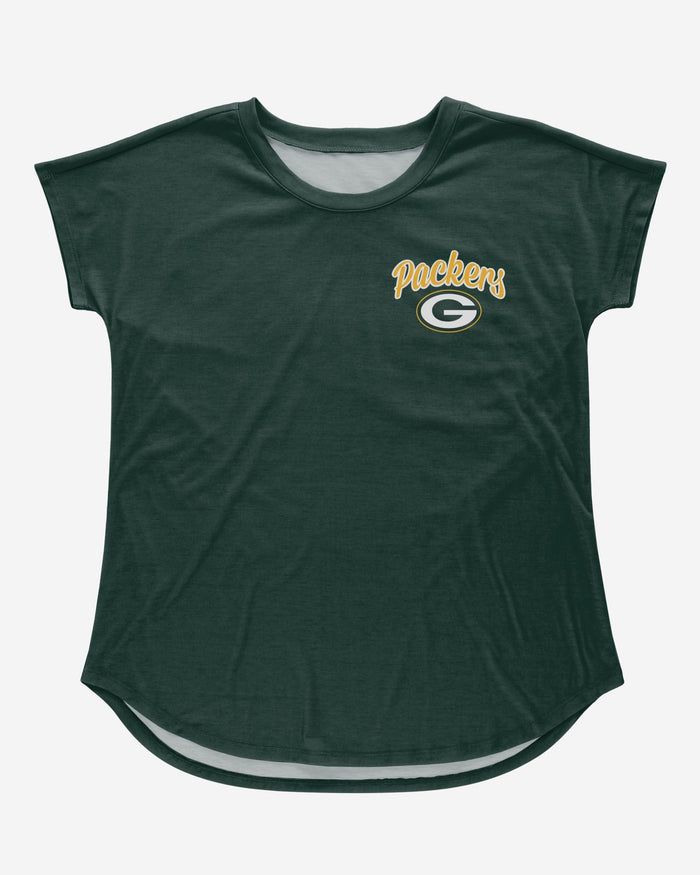 Green Bay Packers Womens Script Wordmark Tunic Top FOCO - FOCO.com